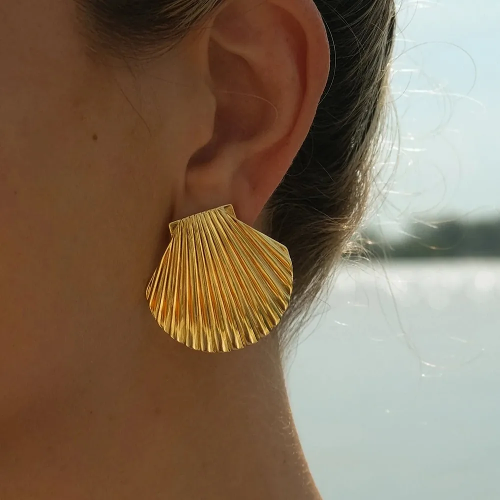 eqdDYouthway-Creative-Stainless-Steel-Shell-Texture-Metal-Stud-Earrings-18K-Gold-Plated-Fashion-Hot-Statement-Jewelry