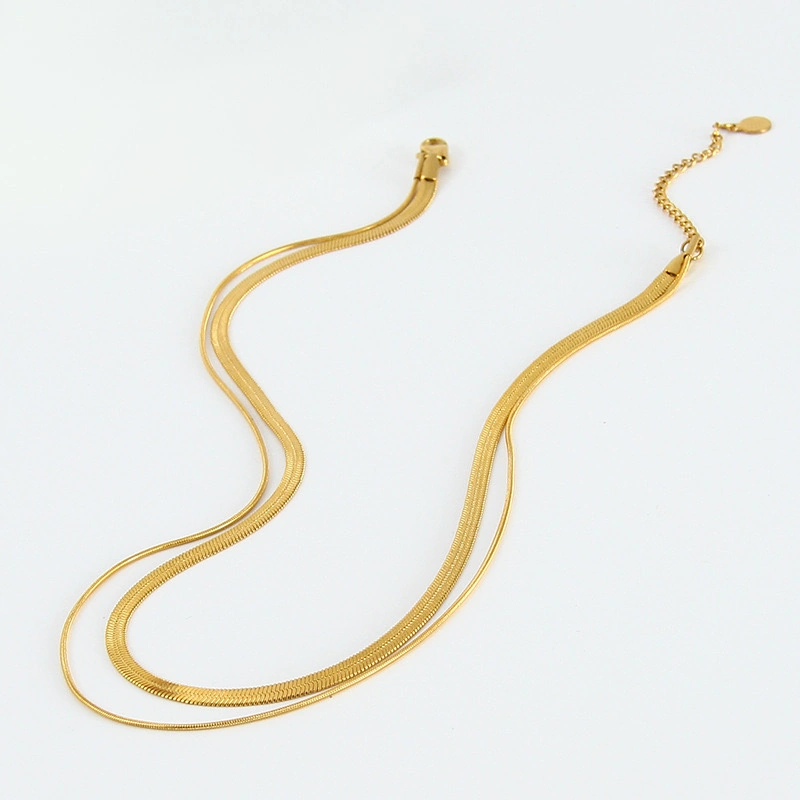 3wvXDouble-Layer-Necklace-18K-Gold-Plated-Choker-Necklace-Snack-Chain