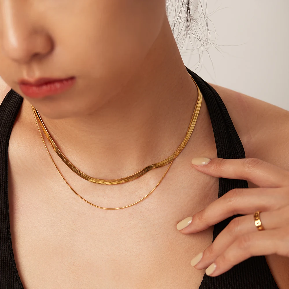 exBr18K-Gold-Plated-Stainless-Steel-Necklace-For-Women-Punk-Style-Double-Layered-Snake-Chain-Choker-Neckalce