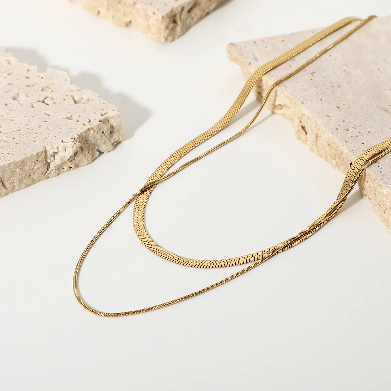 gWuG18K-Gold-Plated-Stainless-Steel-Necklace-For-Women-Punk-Style-Double-Layered-Snake-Chain-Choker-Neckalce