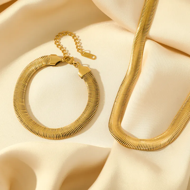 gnN7EILIECK-316L-Stainless-Steel-Gold-Color-Thick-Snake-Chain-Necklace-Bracelet-For-Women-Girl-Fashion-Jewelry